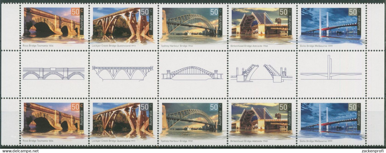 Australien 2004 Denkmäler Brücken 2287/91 ZD ZS Postfrisch (C40377) - Nuevos