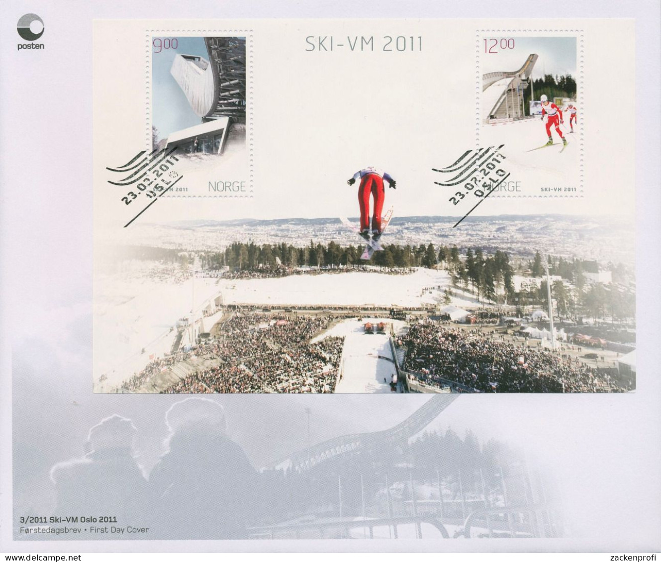 Norwegen 2011 Nord. Ski-WM Oslo Holmenkollen Ersttagsbrief Block 41 FDC (X19845) - FDC