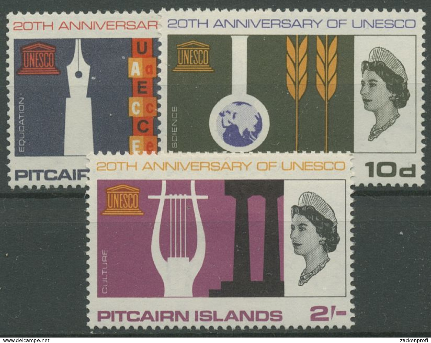 Pitcairn 1966 20 Jahre UNESCO Bildung Kultur Wissenschaft 64/66 Mit Falz - Pitcairn Islands