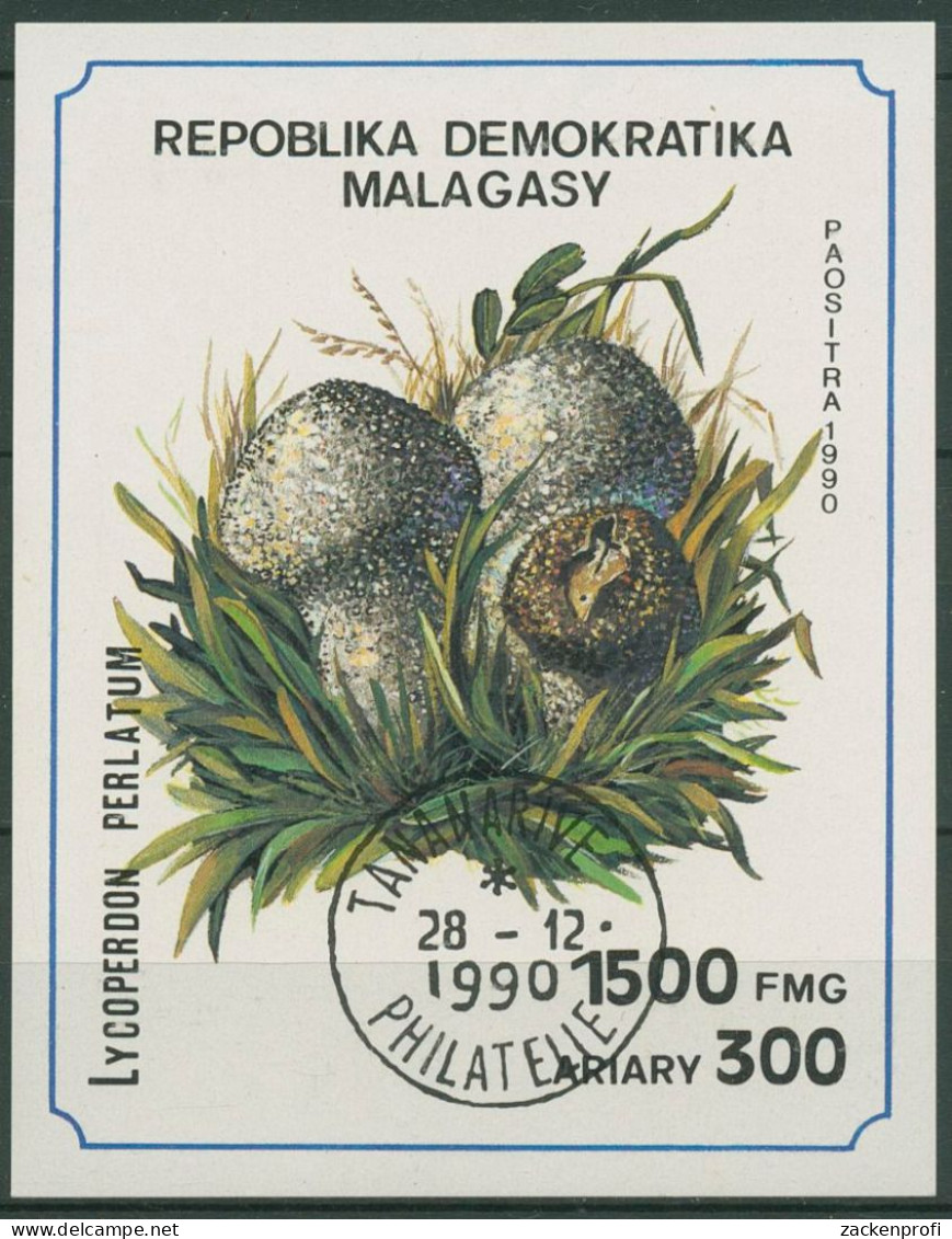 Madagaskar 1990 Pilze Flaschenstäubling Block 154 Gestempelt (C62499) - Madagascar (1960-...)