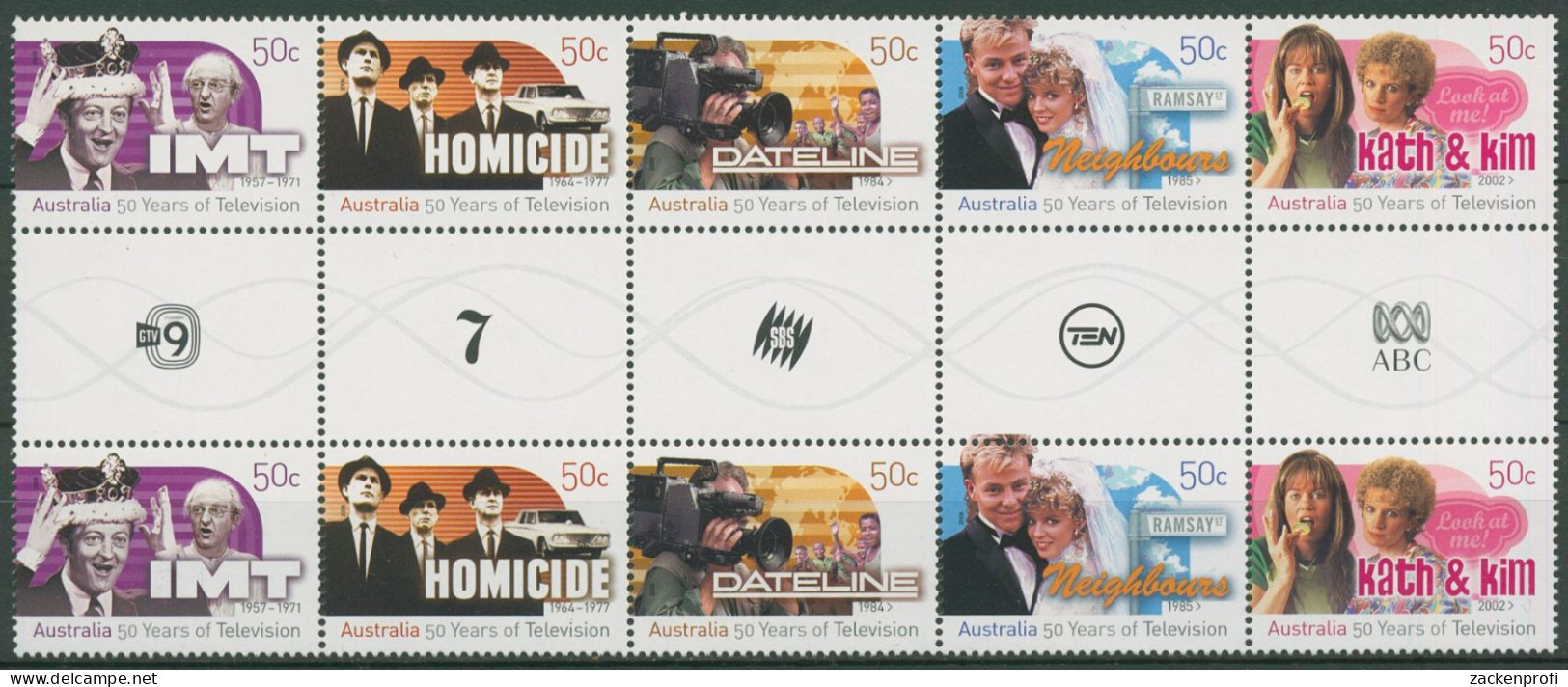 Australien 2006 50 J. Fernsehen In Australien 2732/36 ZD ZS Postfrisch (C40402) - Mint Stamps