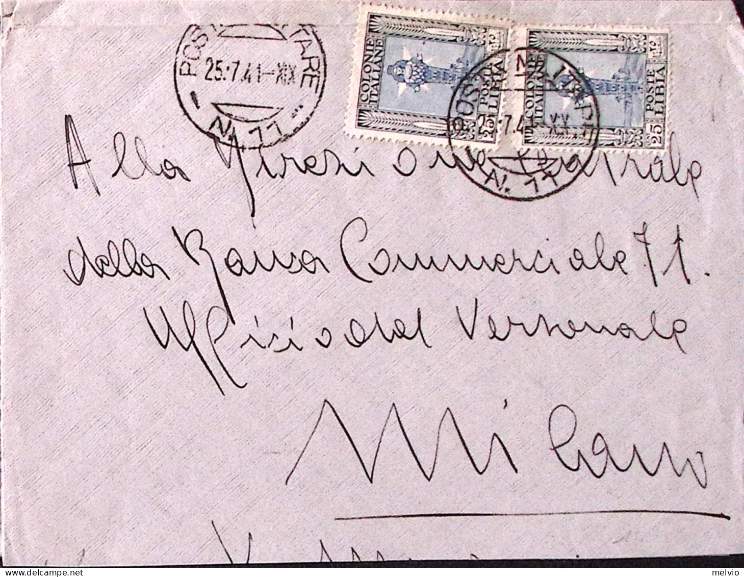 1941-Posta Militare/n. 11 C 2(25.7) Su Busta Affr. Fr.lli Libia - Libye