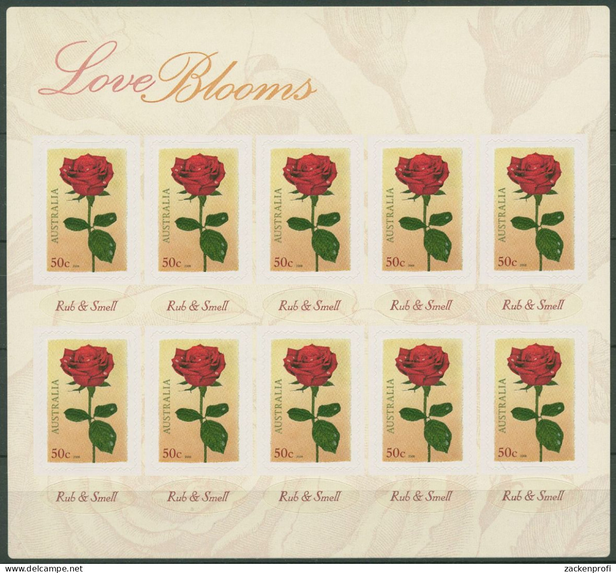 Australien 2008 Grußmarke Rose Mit Duft 2918 II BA FB Postfrisch (C40400) - Postzegelboekjes