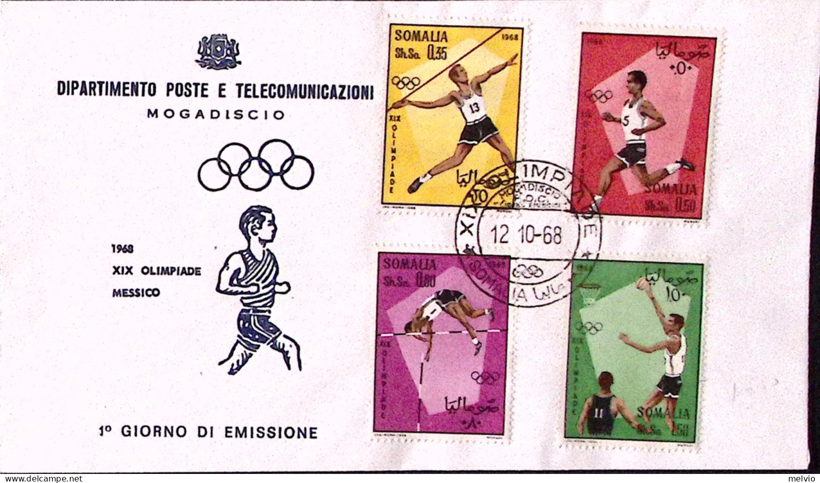 1968-Somalia Olimpiadi Messico Serie Cpl.su Busta Fdc (12.10.68) - Somalia (1960-...)