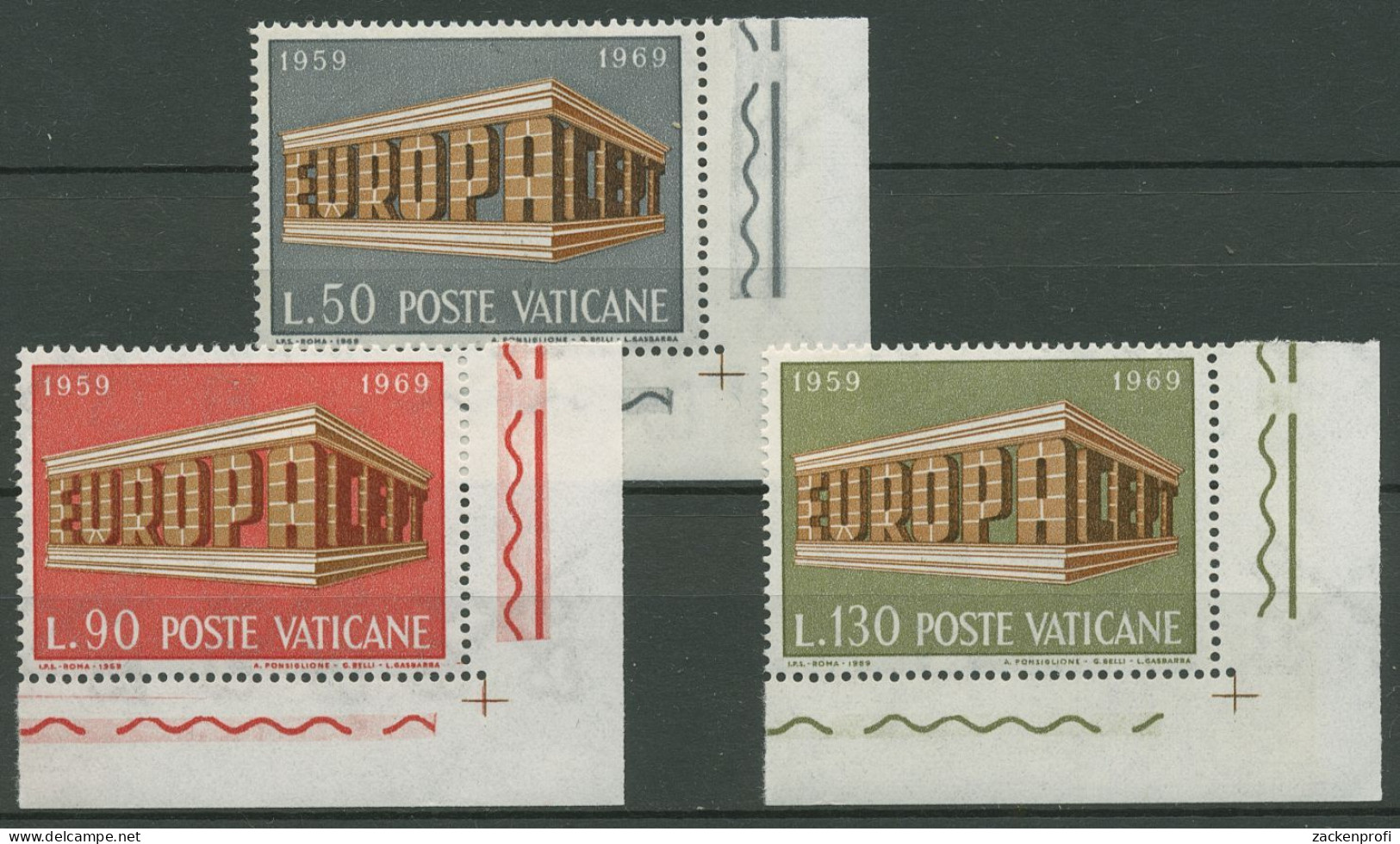 Vatikan 1969 Europa CEPT Tempel 547/49 Ecken Postfrisch - Ongebruikt