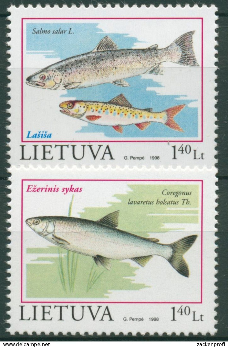 Litauen 1998 Gefährdete Fische: Renke, Atlantischer Lachs 671/72 Postfrisch - Lithuania