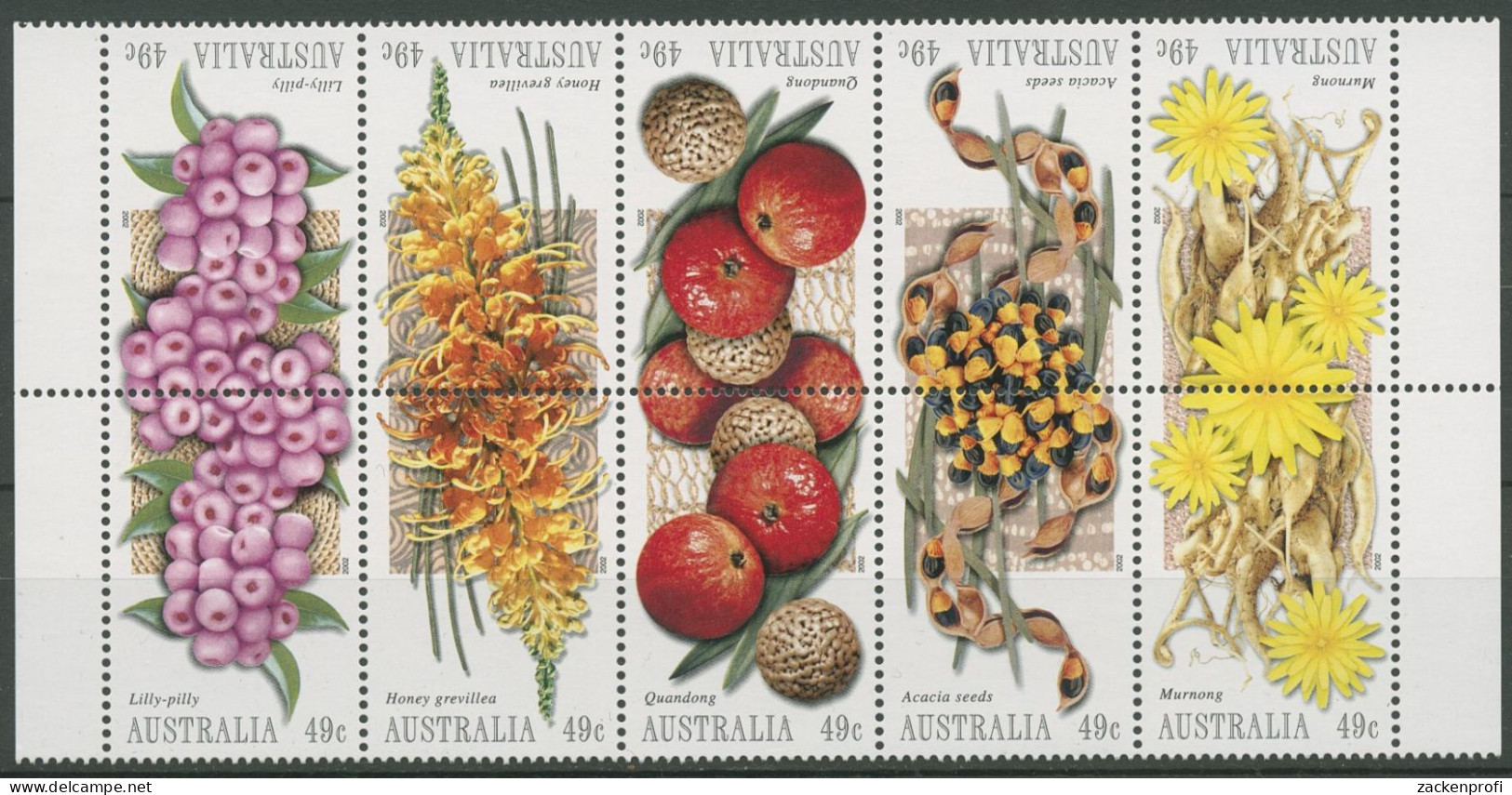 Australien 2002 Buschfrüchte 2159/63 Kehrdruck-ZD Postfrisch (C40380) - Mint Stamps