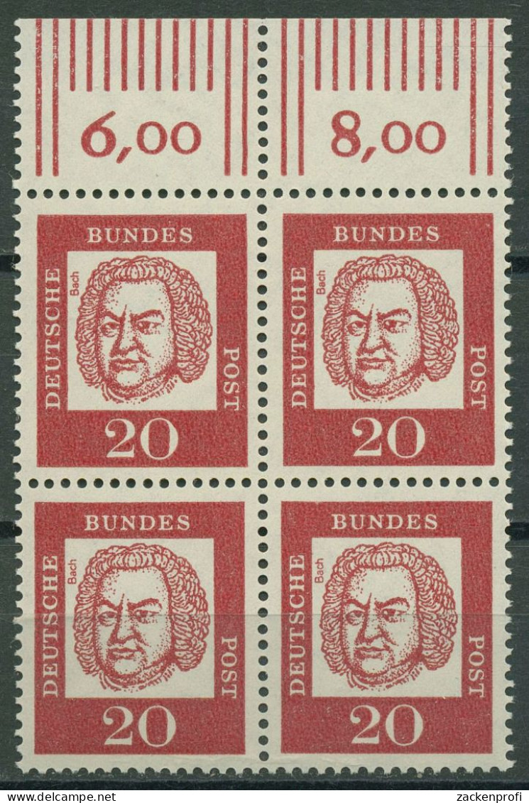 Bund 1961 Bedeutende Deutsche Mit Oberrand 352 Y W OR 4er-Block Postfrisch - Unused Stamps