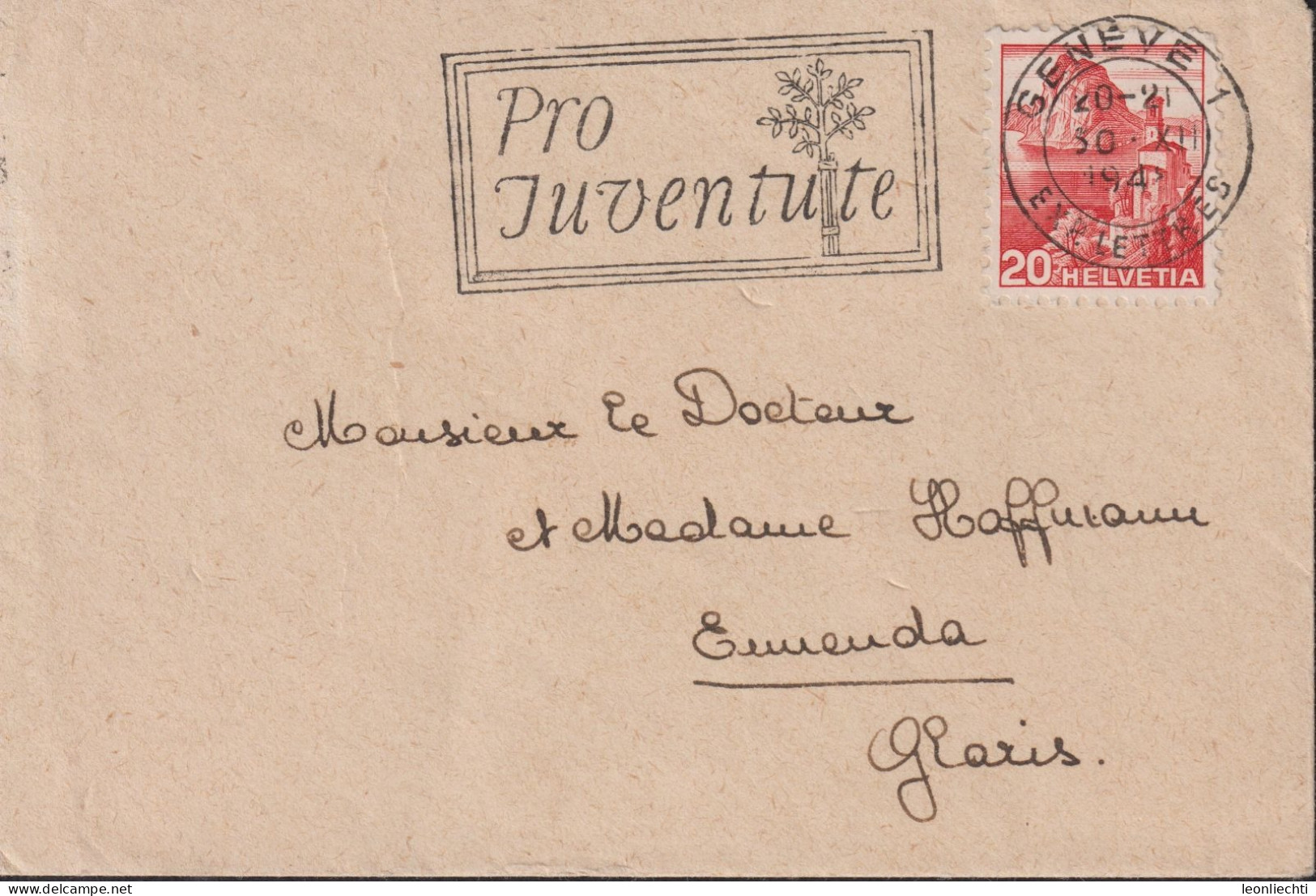 1938 Schweiz Kleinbrief 7.7x11.5 Cm, Zum:CH 327y, Mi:CH 215y, San Salvatore, (Flagg Stempel: Pro Juventute) - Brieven En Documenten