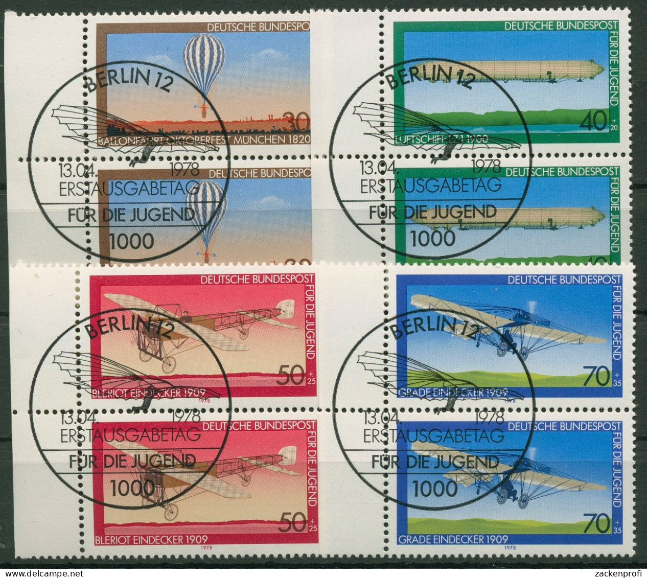 Bund 1978 Flugzeuge 964/67 Paar Mit TOP-BERLIN Ersttagssonderstempel - Used Stamps