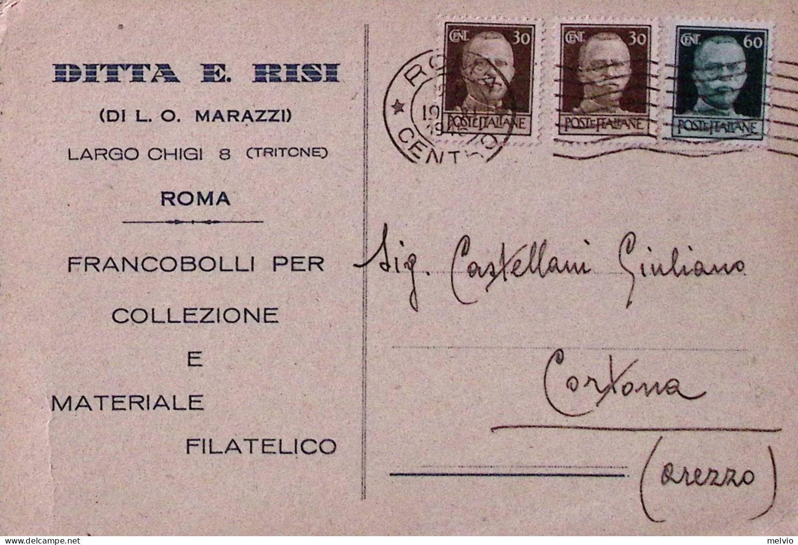 1945-Imperiale Senza Fasci C.60 E Due C.30 (516+521) Su Cartolina Roma (19.11) - Marcophilia