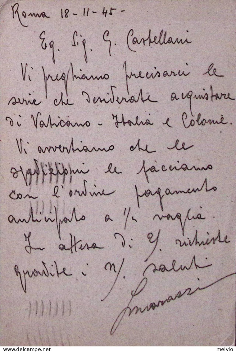 1945-Imperiale Senza Fasci C.60 E Due C.30 (516+521) Su Cartolina Roma (19.11) - Marcophilia