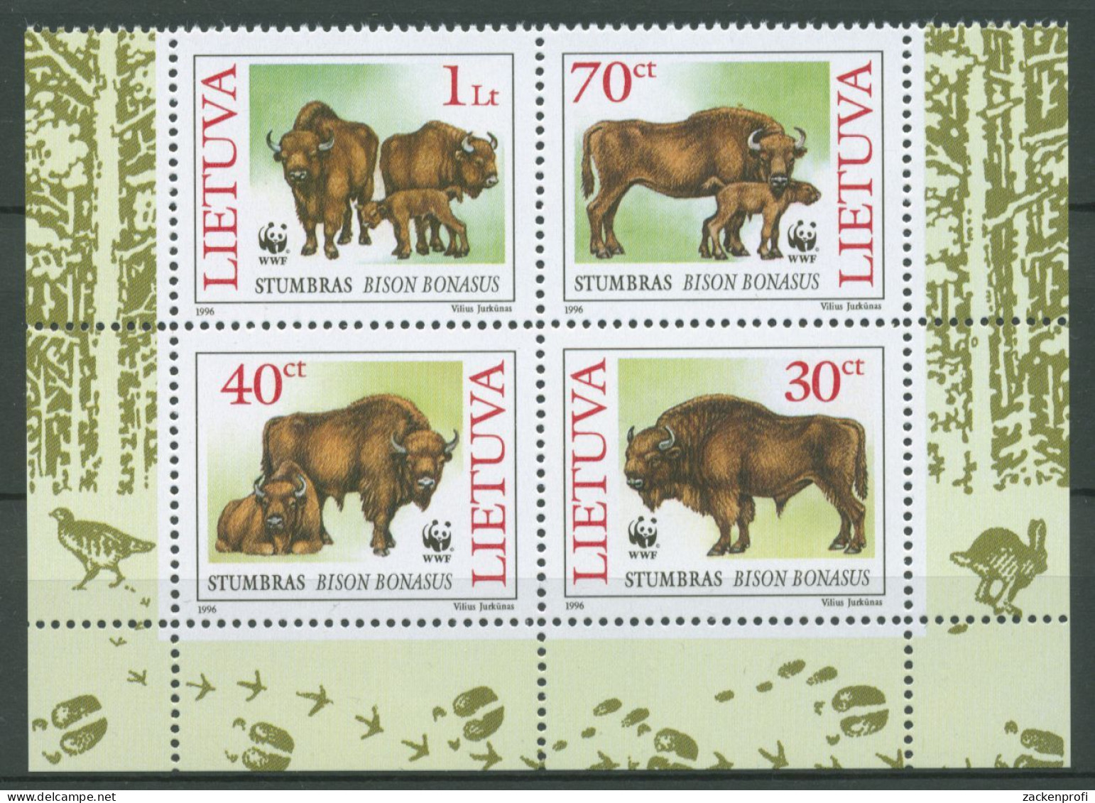 Litauen 1996 Naturschutz Wisent 599/02 ZD Postfrisch (C90162) - Litouwen