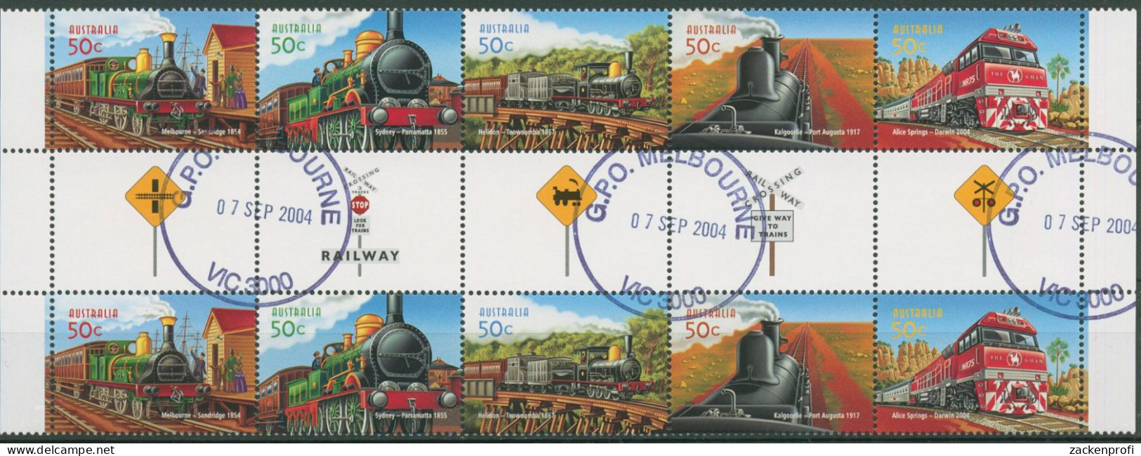 Australien 2004 150 J. Eisenbahn In Australien 2356/60 ZD ZS Gestempelt (C40376) - Used Stamps