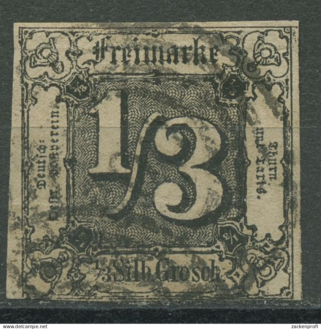 Thurn Und Taxis 1854 1/3 Silbergroschen 2 Gestempelt Geprüft, Leichte Falte - Afgestempeld