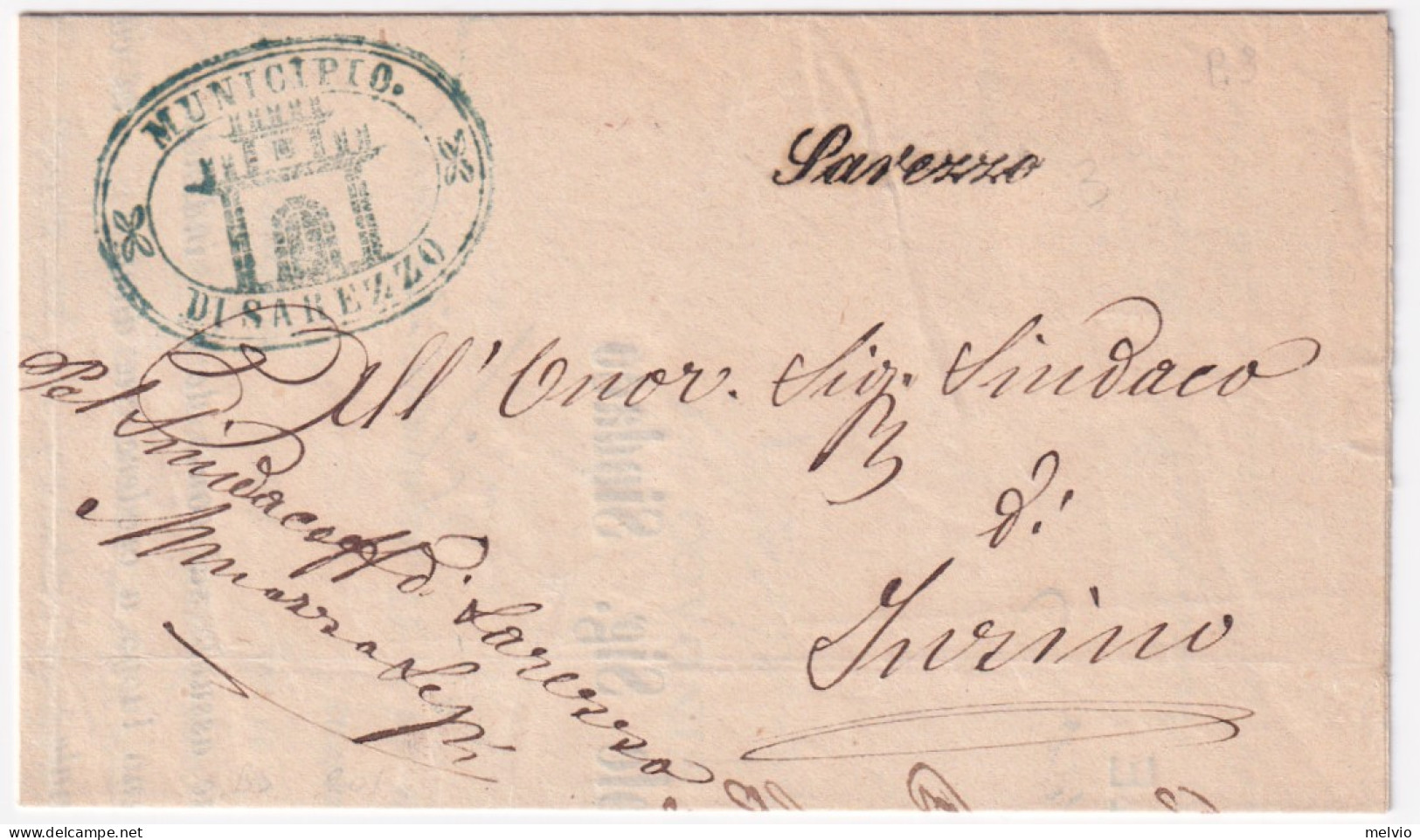 1874-Sarezzo (Brescia) Corsivo Di Collettoria Su Lettera-stampato Di Servizio Ma - Storia Postale