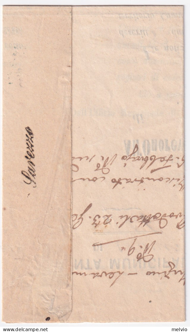 1874-Sarezzo (Brescia) Corsivo Di Collettoria Su Lettera-stampato Di Servizio Ma - Marcofilía