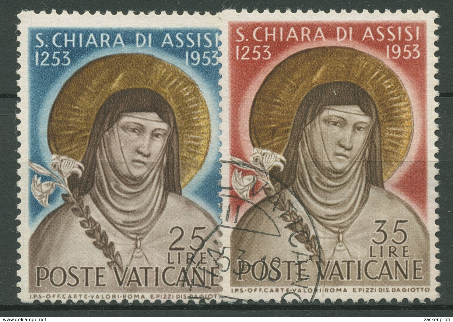 Vatikan 1953 Heilige Klara Von Assisi 207/08 Gestempelt - Gebraucht