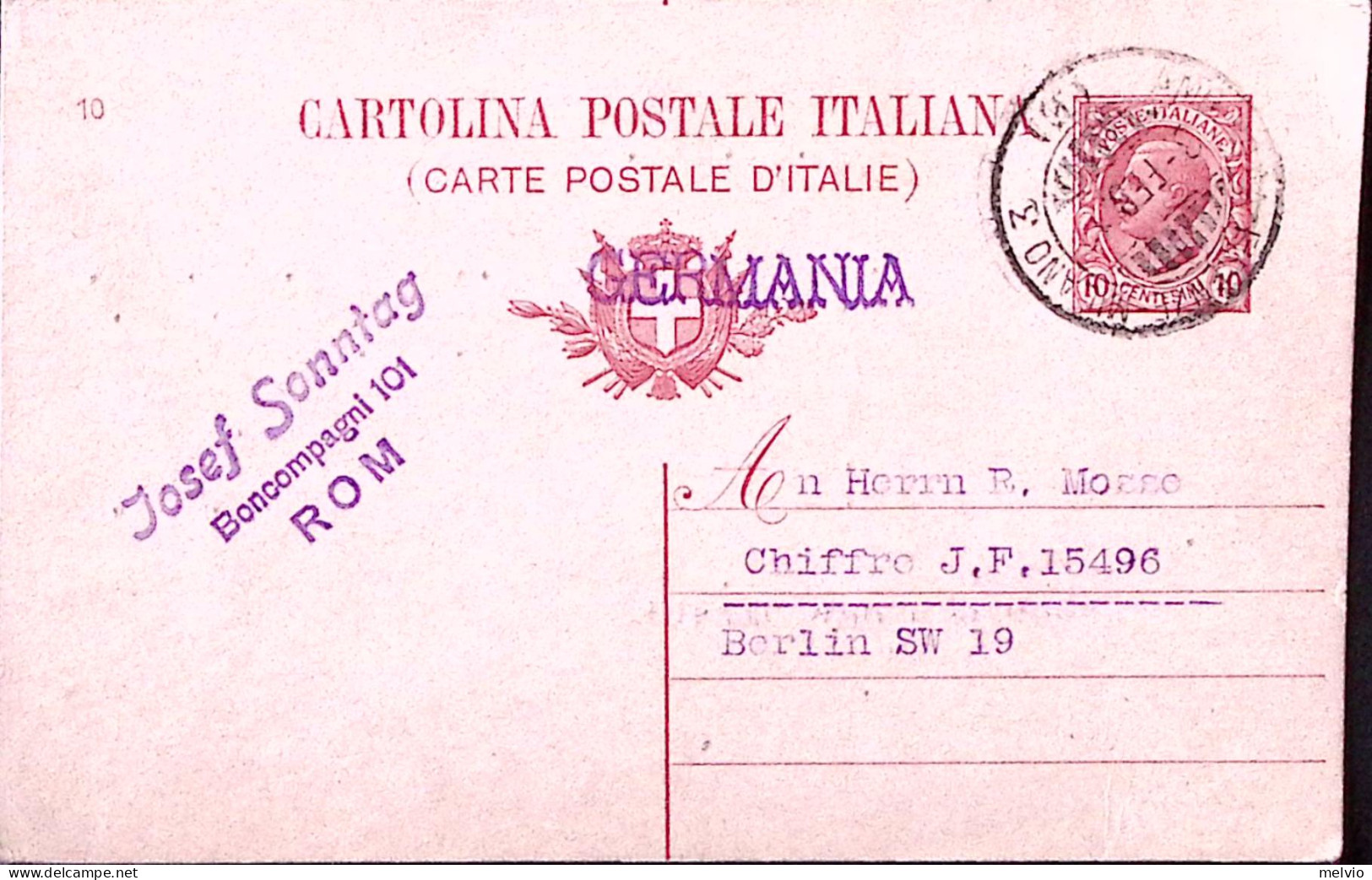 1912-AMB. ROMA-FIRENZE-MILANO 3/(6) C.2 (3.2) Su Cartolina Postale Leoni C.10 Mi - Stamped Stationery