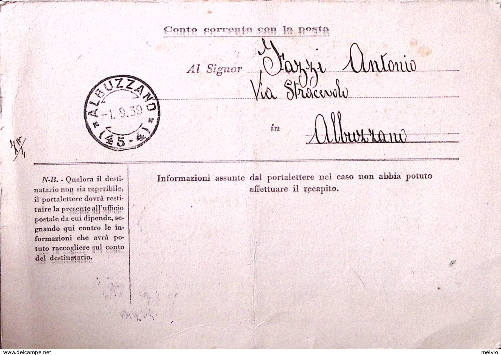 1939-RICHIAMO ALLE ARMI Cartolina Precetto Inviata Da Distretto Militare Pavia - Patriotic