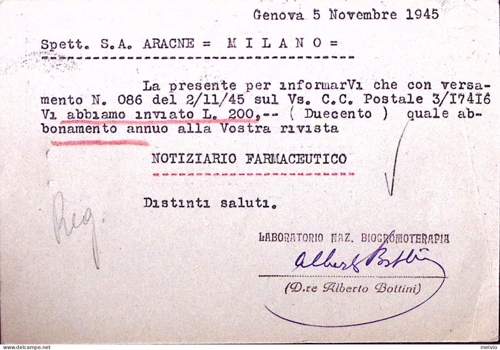 1945-Democratica Coppia C.60 Su Cartolina Genova (5.11) - Marcophilie