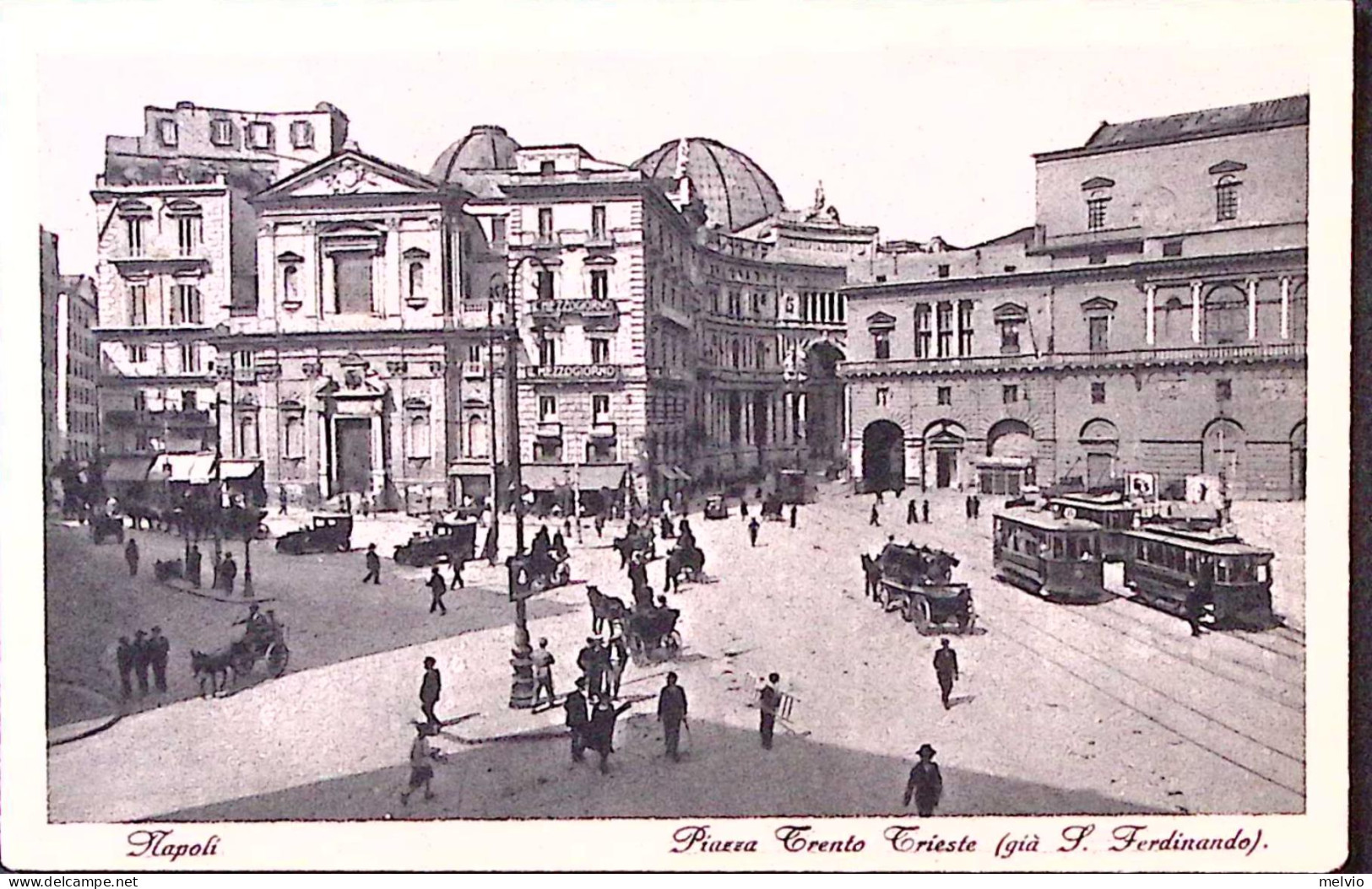 1932-S. ANTONIO C.20 Isolato Su Cartolina (Napoli P.za Trento E Trieste Gia' S.F - Napoli