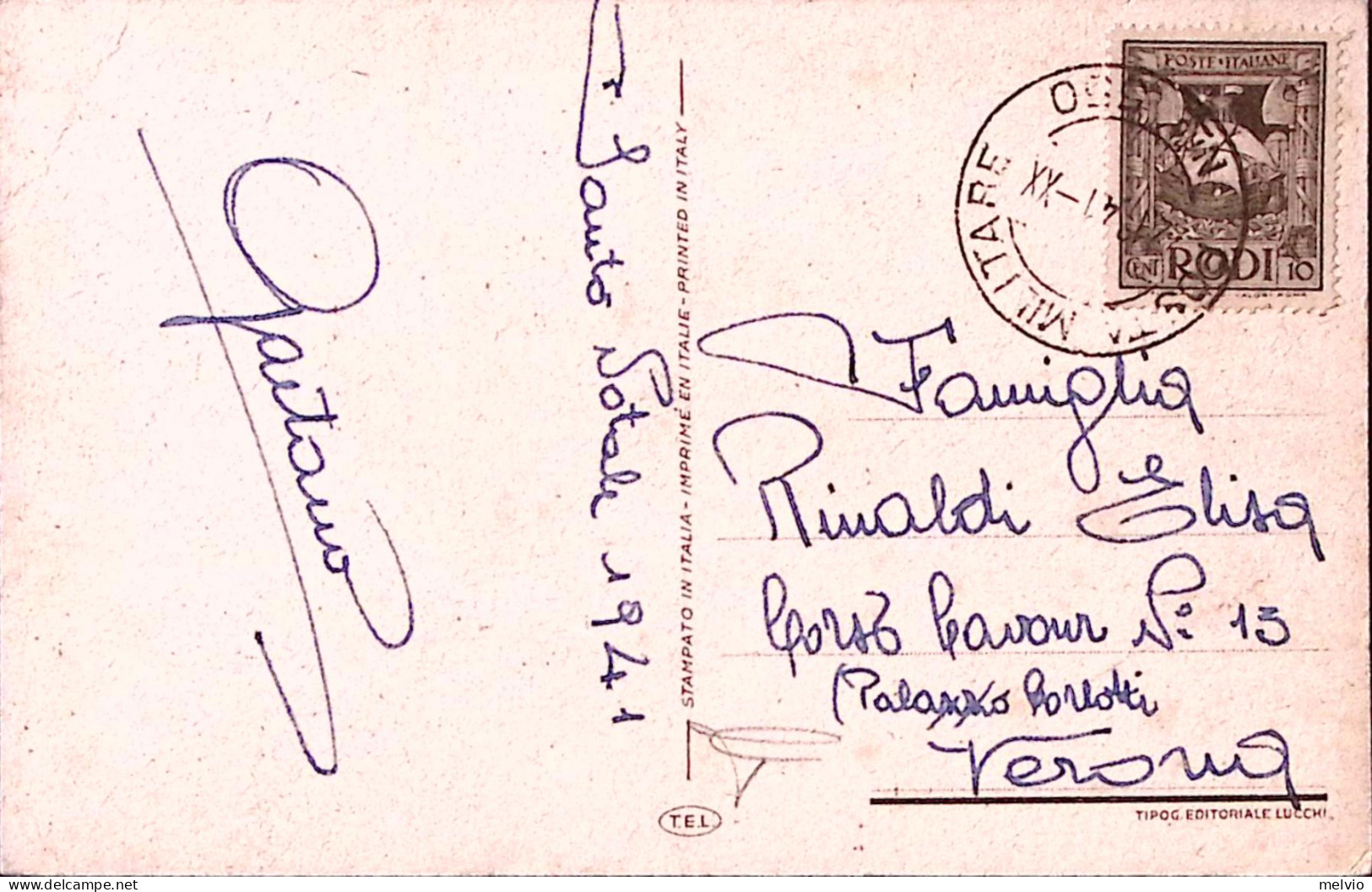 1941-Posta Militare 550 C.2 (22.12) Su Cartolina Affrancata Egeo C.10 - Aegean