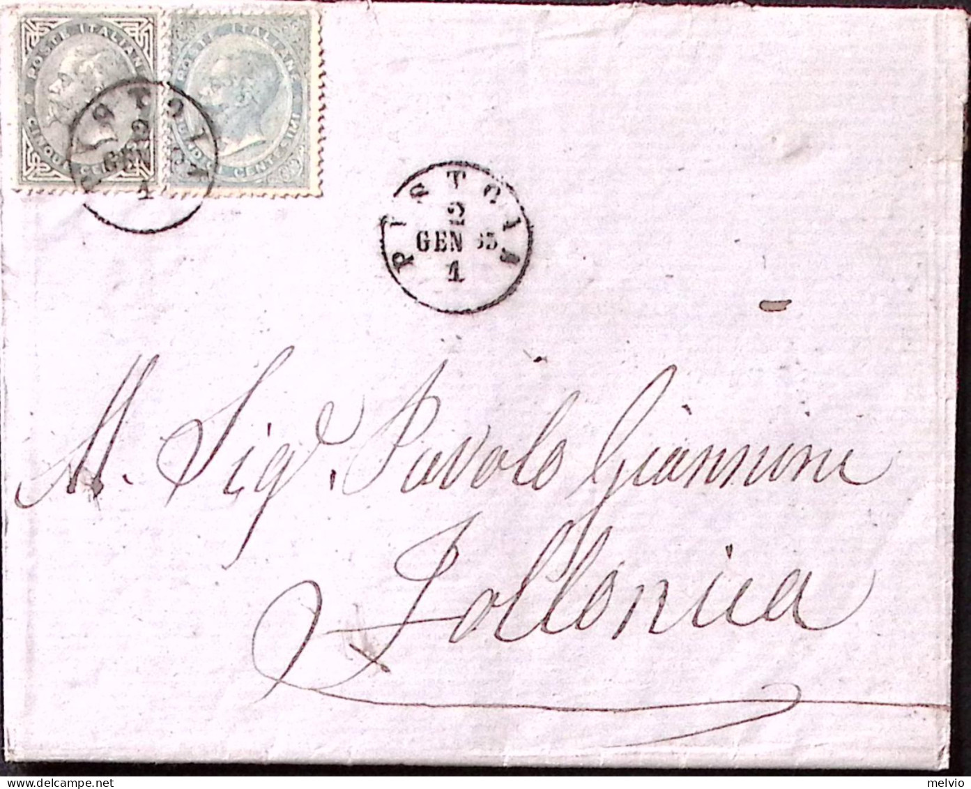 1865-effigie C. 5 E 15 Tir. Londra (L16+L18) Lettera Completa Testo Pistoia (2.1 - Storia Postale