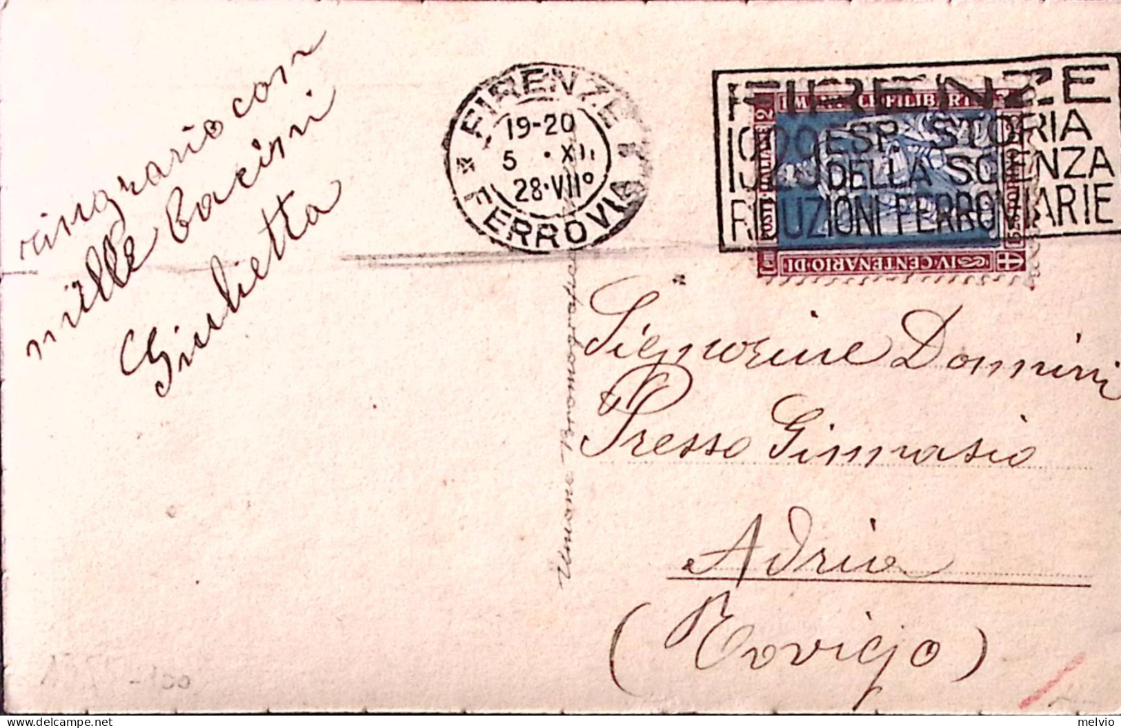 1928-EMANUELE FILIBERTO C. 20 (226) Isolato Su Cartolina Firenze (5.12) - Poststempel