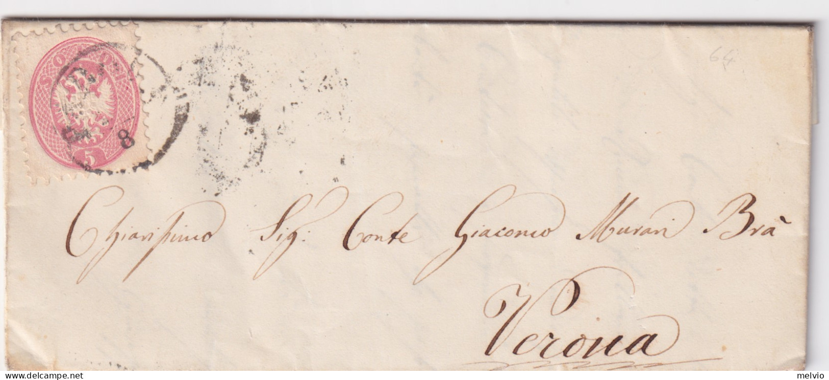 Lombardo Veneto-1864  5s. (43) Su Lettera Completa Testo Padova (23.8) - Lombardo-Veneto