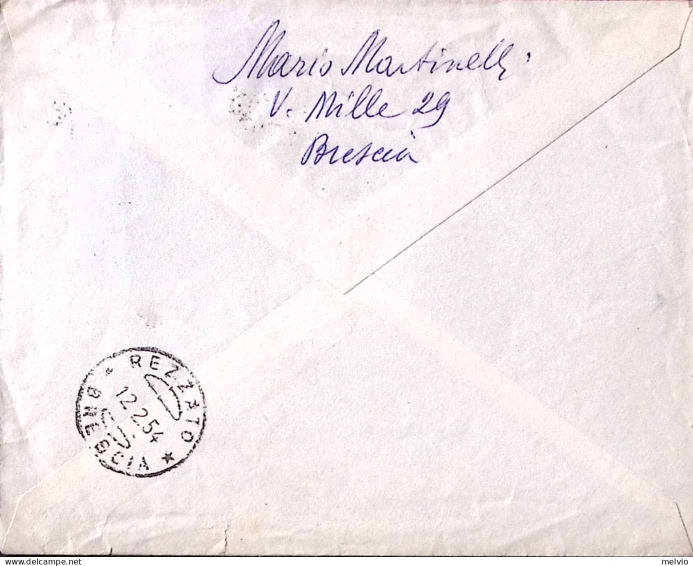 1954-PATTI LATERANENSI Lire 25 (733) Isolato Su Busta - 1946-60: Poststempel