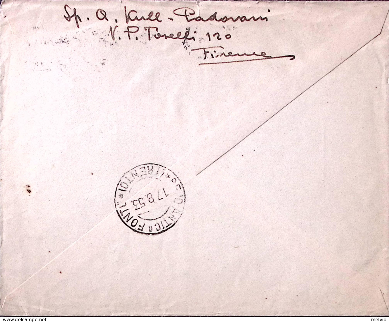 1953-SIGNORELLI Lire 25 (725) Isolato Su Busta - 1946-60: Poststempel