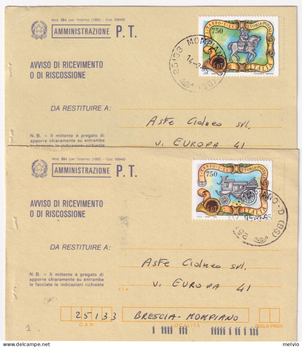 1996-TASSO E STORIA POSTALE Serie Cpl. NON DENTELLATA VERTICALMENTE (2074/I-8/I) - 1991-00: Poststempel