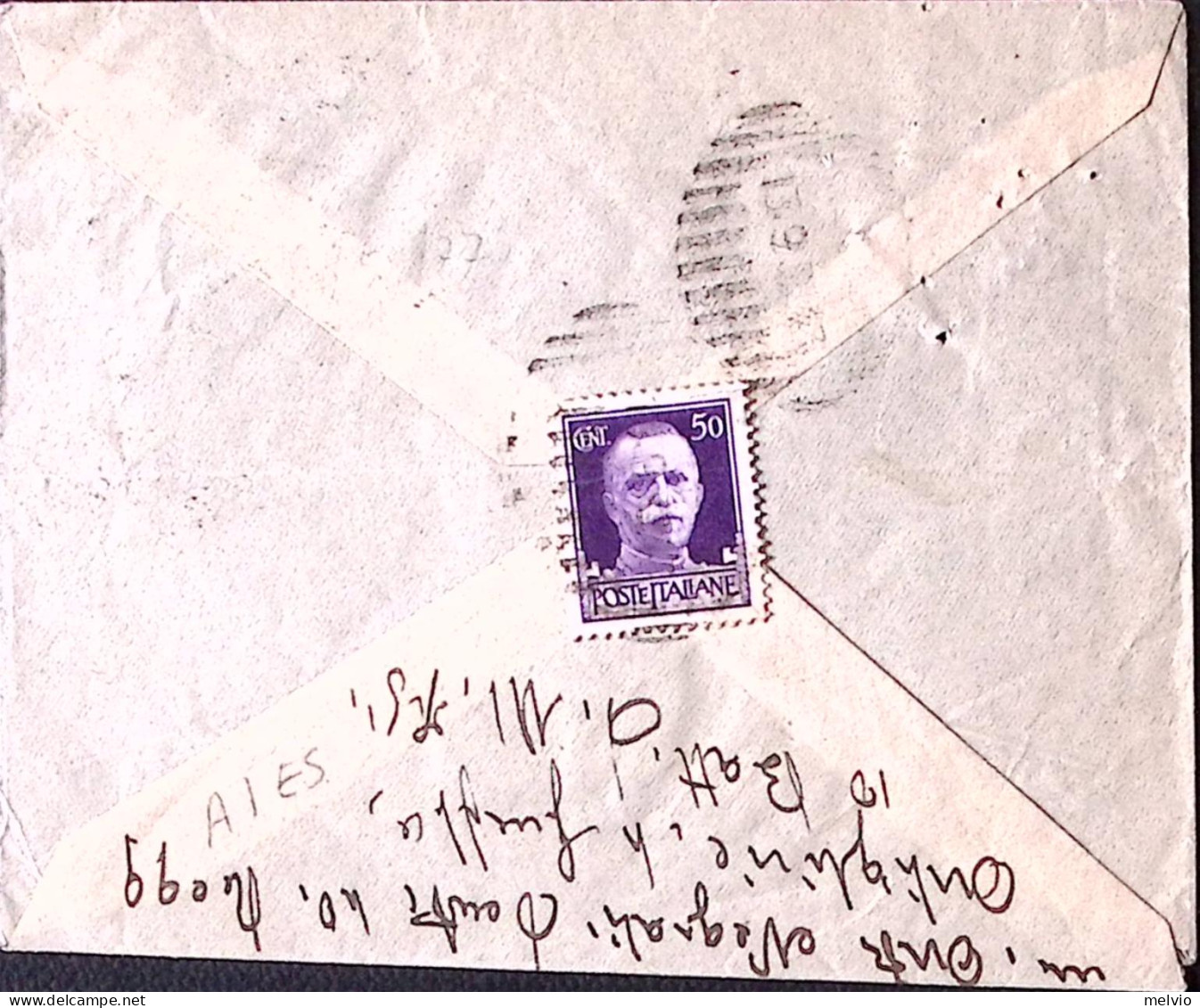 1943-Posta Militare/N 75 C.2 (17.8) Su Busta Affrancata Al Verso - Poststempel