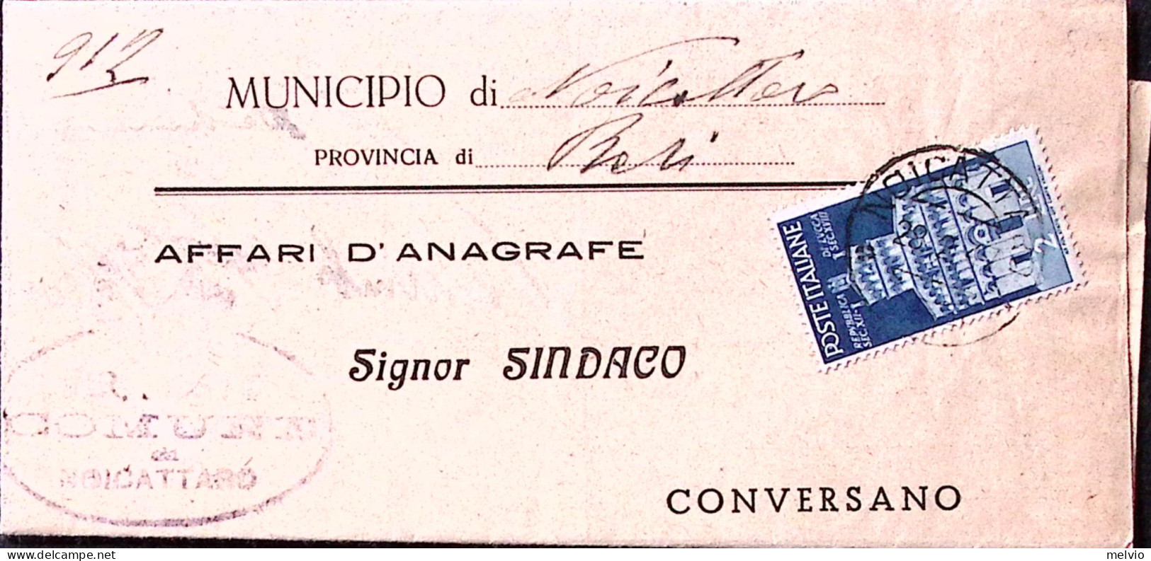 1947-MEDIEVALI Lire 2 Isolato Su Piego - 1946-60: Poststempel