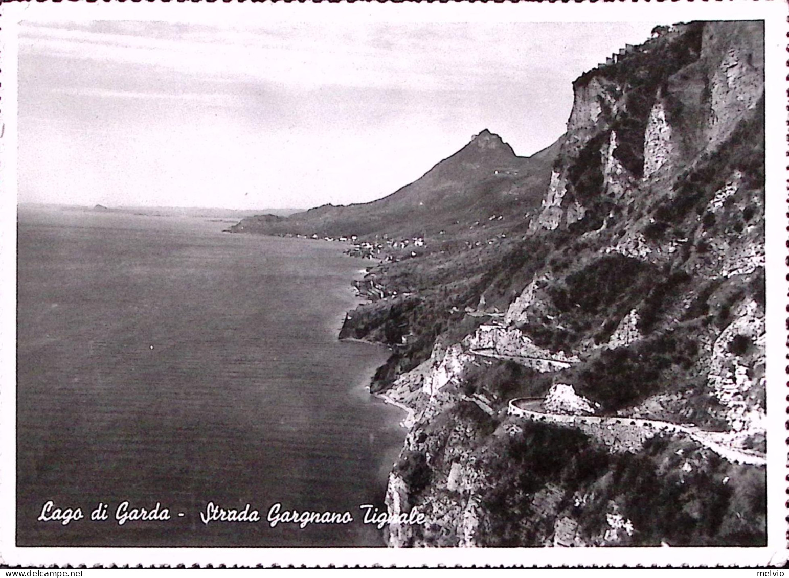 1954-ITALIA LAVORO Lire 35 (645) Isolato Su Cartolina (Lago Di Garda Strada Garg - 1946-60: Poststempel