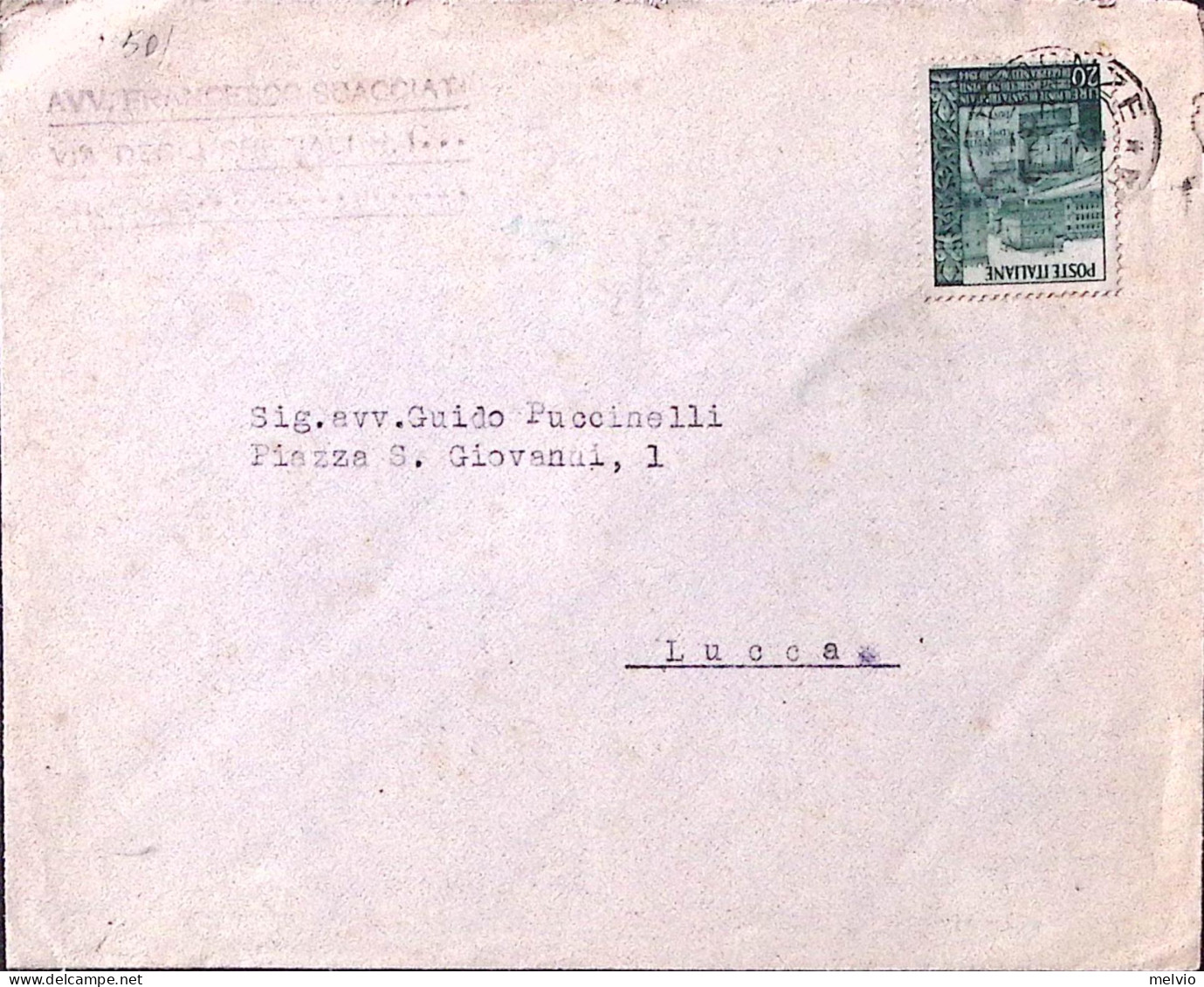 1949-SANTA TRINITA' Lire 20 (613) Isolato Su Busta - 1946-60: Poststempel
