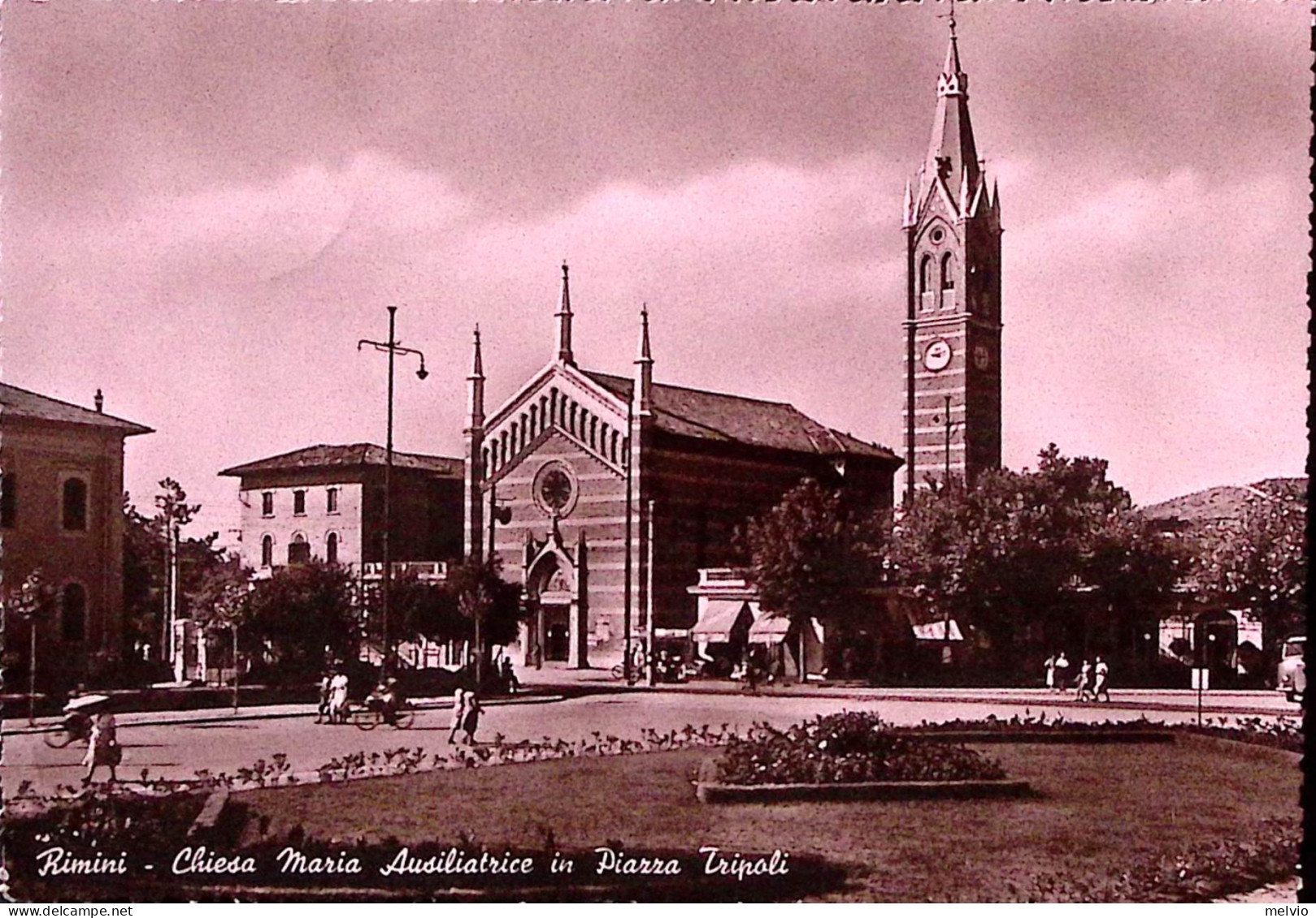 1949-ERP Lire 5 (601) Isolato Su Cartolina (Rimini Chiesa Maria Ausiliatrice In  - 1946-60: Poststempel