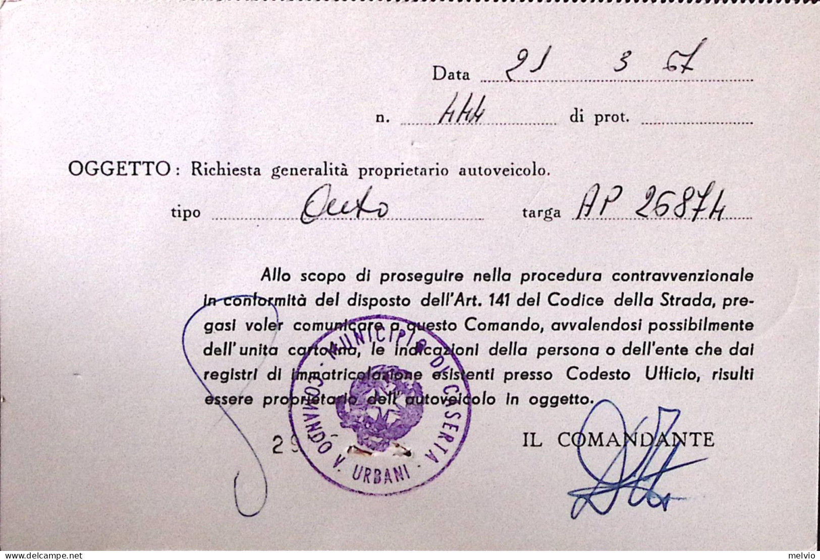 1967-SOCIETA' 'GEOGRAFICA Lire 40 Isolato Su Cartolina - 1961-70: Poststempel
