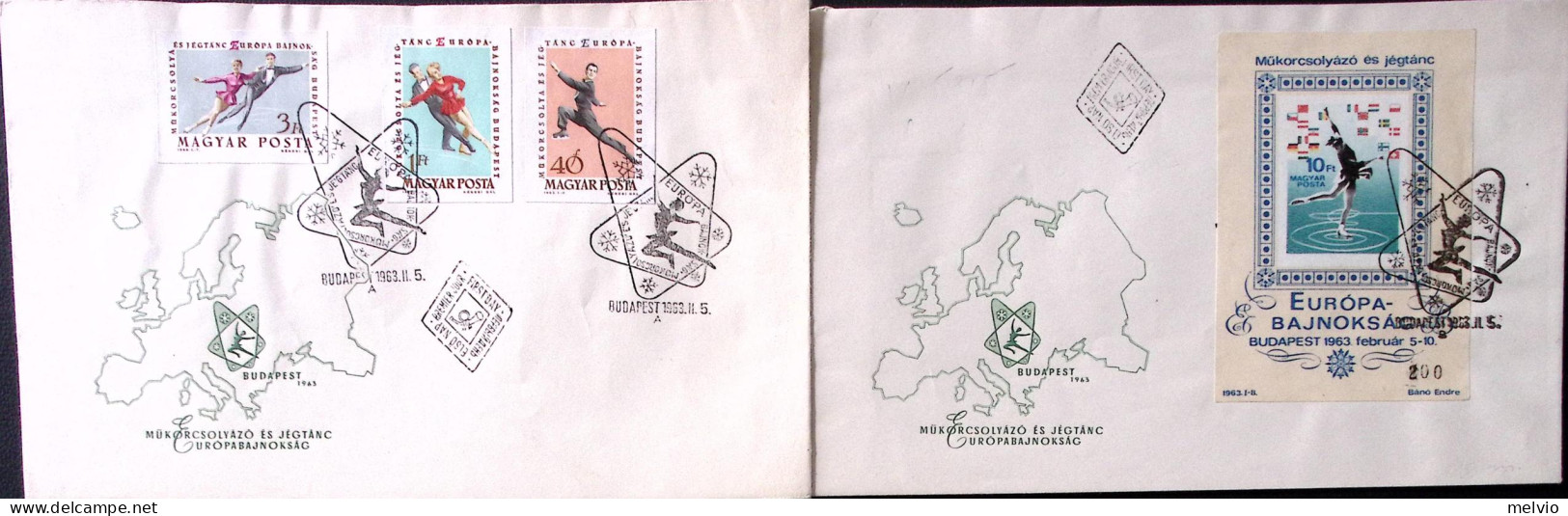 1963-Ungheria Campionato Europeo Pattinaggio Artistico (1539/5+1539/5ND+FG.43 No - FDC