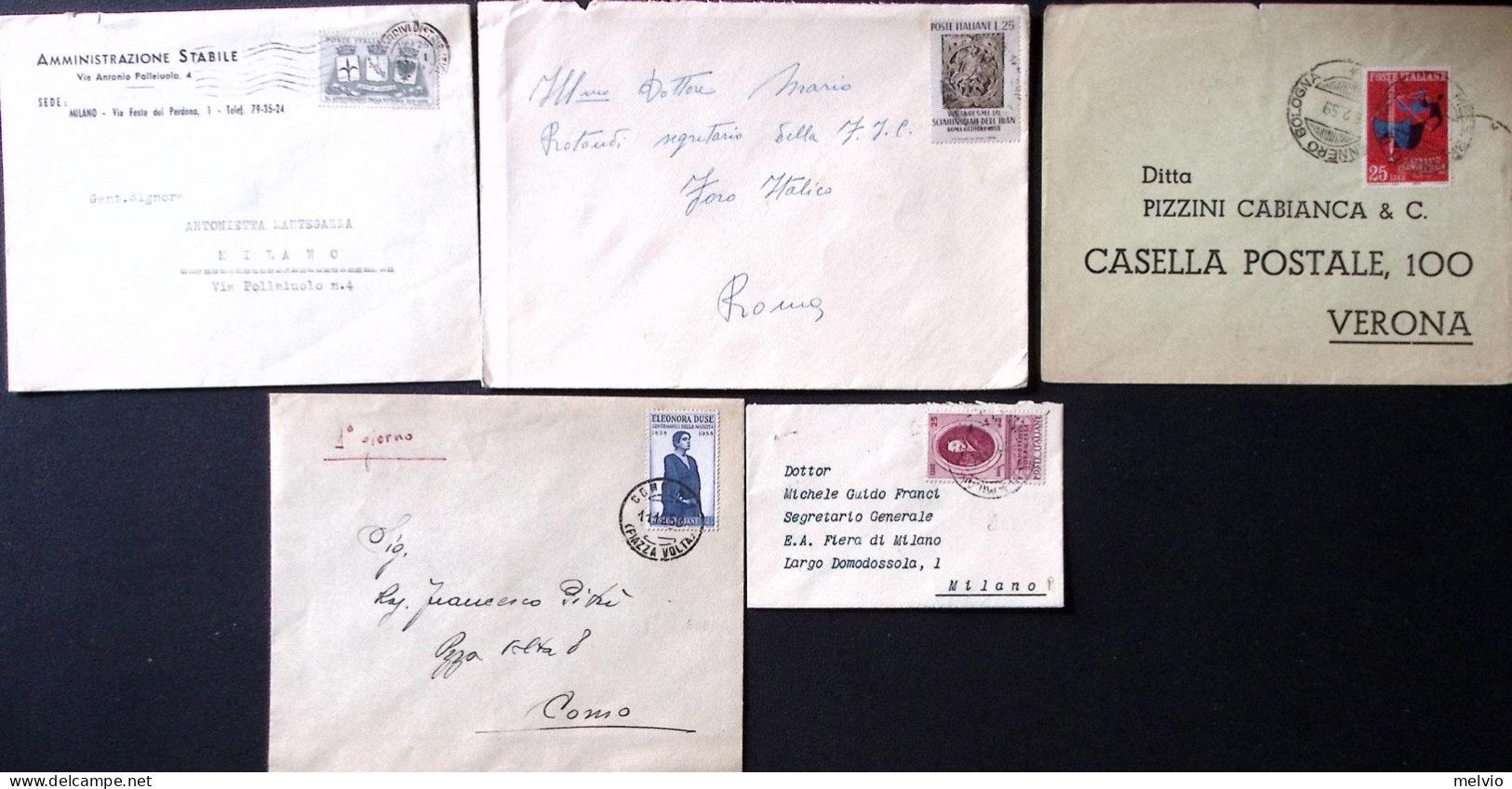 1958-LOTTO Undici Buste Con Tutti I Commemorativi Lire 25 Isolati In Tariffa - 1946-60: Poststempel