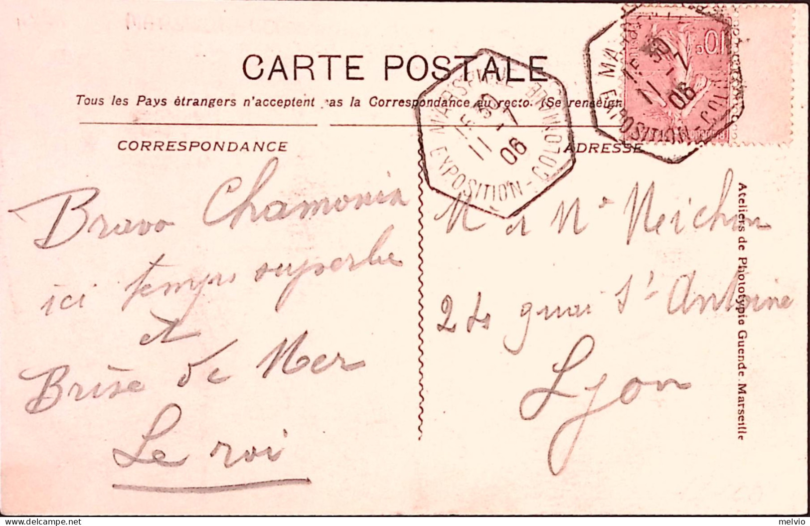 1906-Francia Esposizione Coloniali/Marsiglia (11.7) Annullo Speciale Su Cartolin - 1877-1920: Semi-Moderne