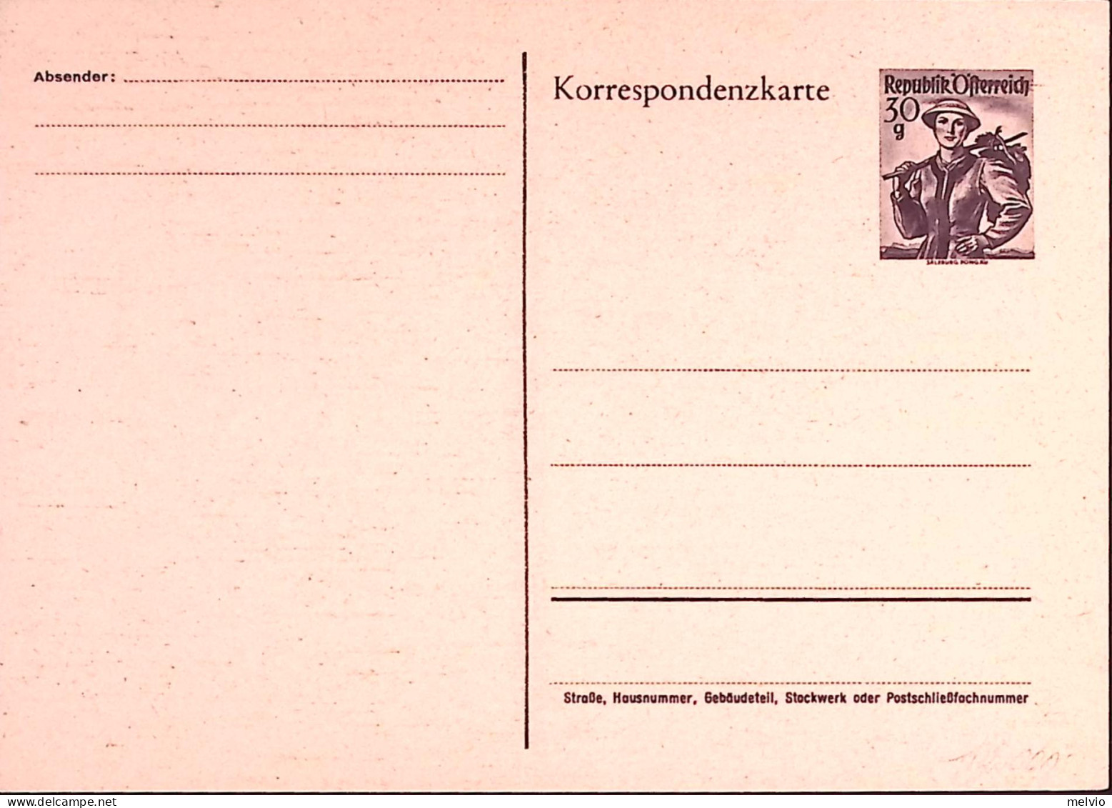 1947-Austria Cartolina Postale COSTUMI G. 30, Nuova - Altri & Non Classificati
