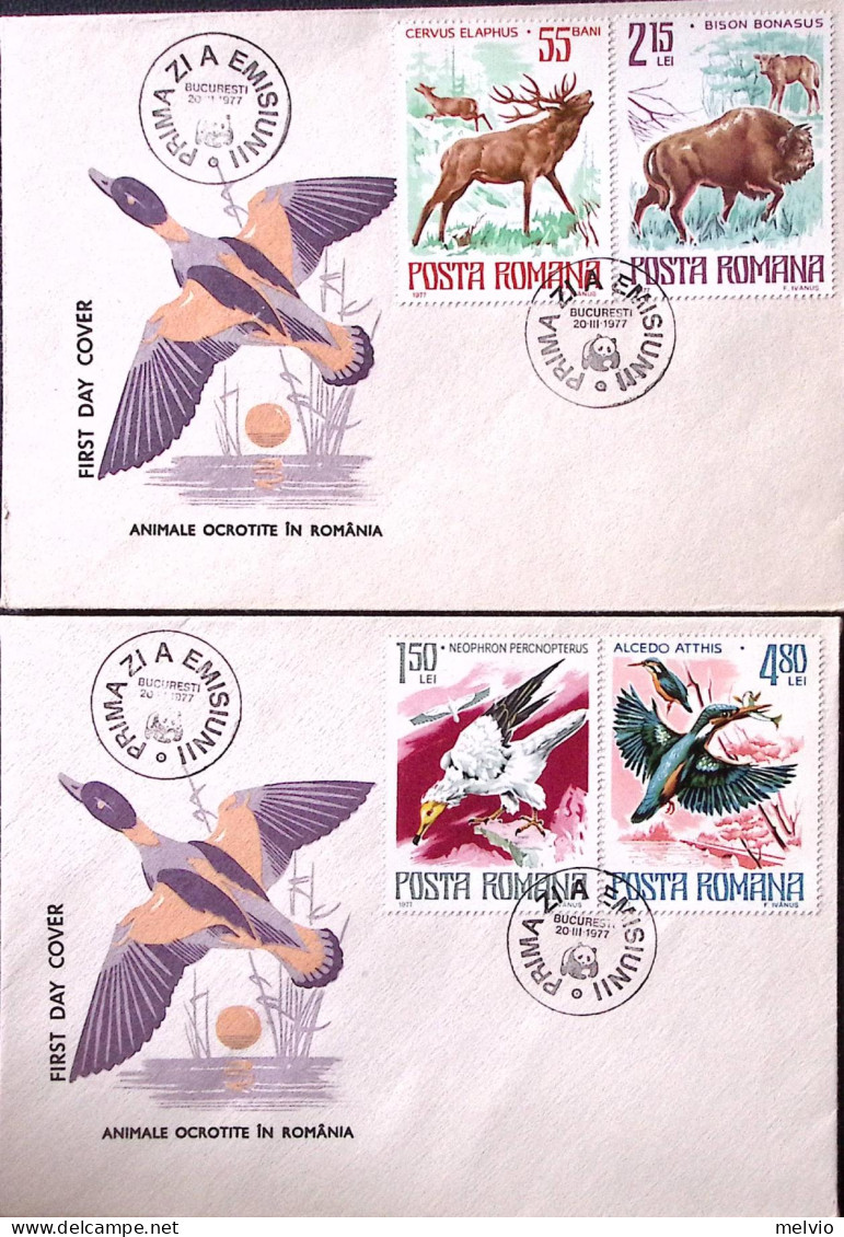 1977-Romania Protezione Natura Serie Cpl. (3021/6) 3 Fdc - FDC