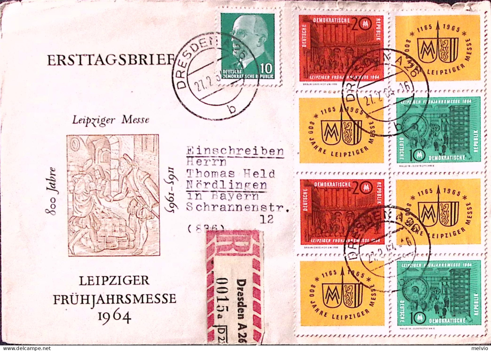 1964-GERMANIA DDR Fiera Di Lipsia Due Serie Cpl. (715/6) Fdc Racc. - Brieven En Documenten