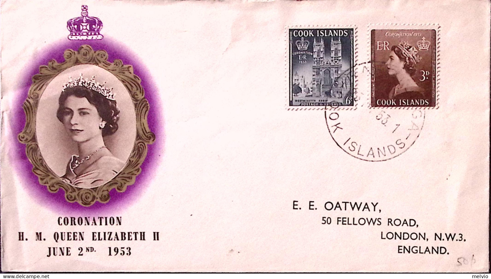 1953-COOK ISLANDS Incoronazione Elisabetta II^serie Cpl. (86/7) Fdc - Islas Cook