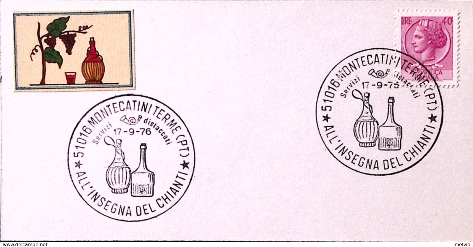1976-MONTECATINI TERME Insegna Del Chianti (17.9) Annullo Speciale Su Busta - 1971-80: Poststempel