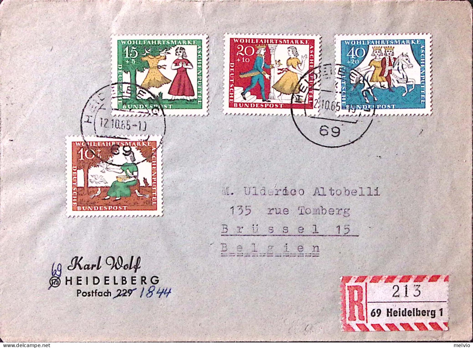 1965-GERMANIA Beneficenza1965 Serie Completa (352/55) Su Raccomandata Eldelberg  - Storia Postale