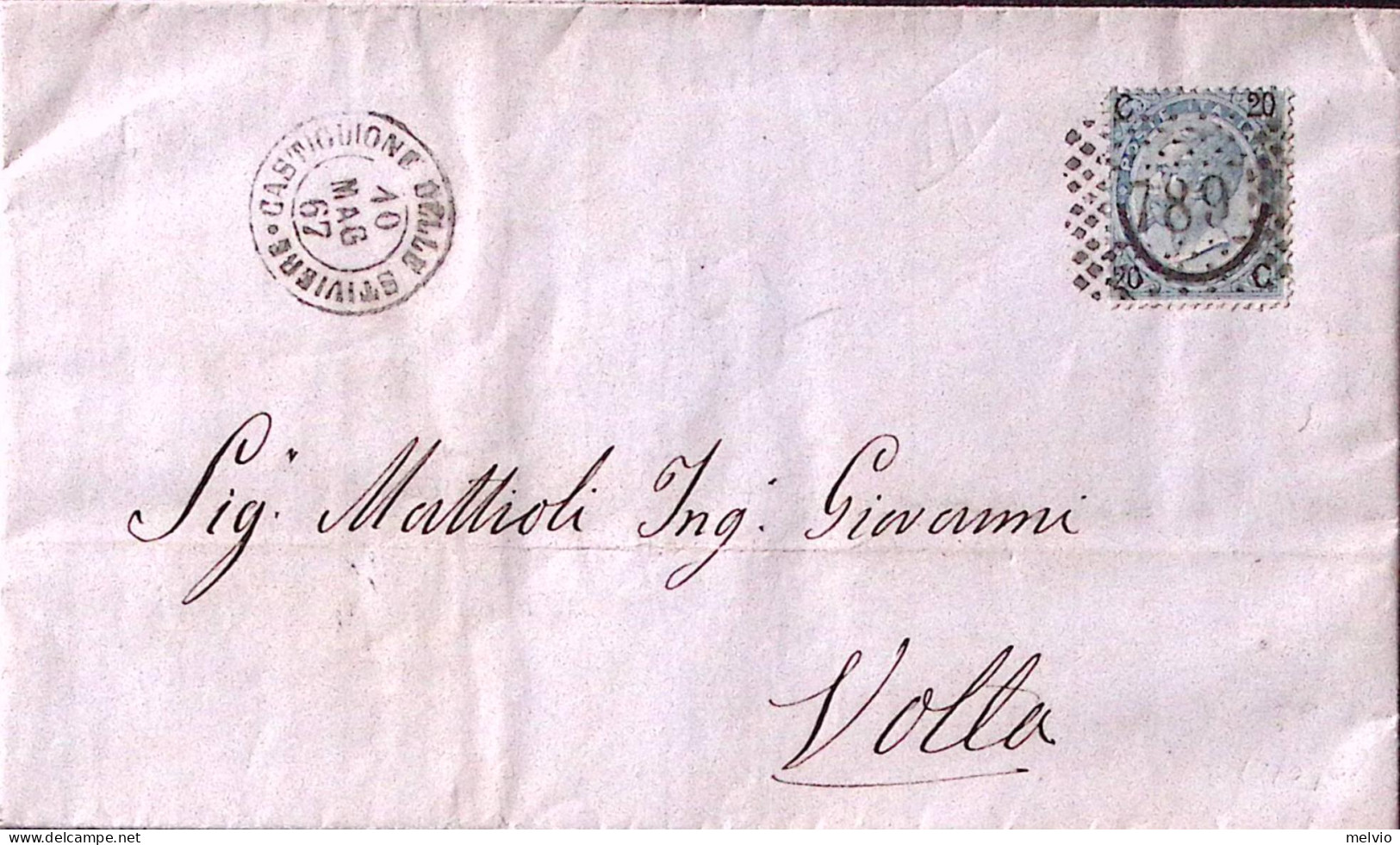 1867-SOPR. C.20/15 (24) Isolato Su Lettera Completa Testo Castiglione Stiviere ( - Marcofilie