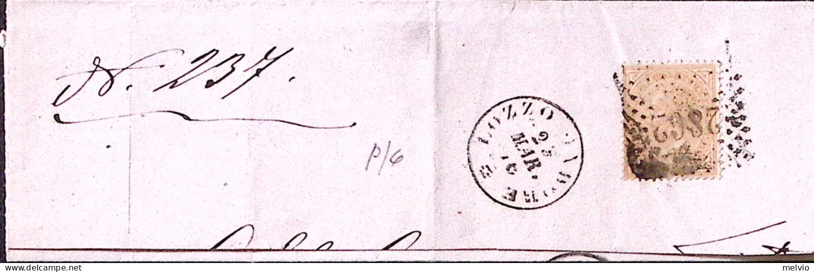 1876-(F=on Piece) LOZZO Di CADORE C1+punti (25.3) Su Largo Frammento Affr. C.10 - Storia Postale